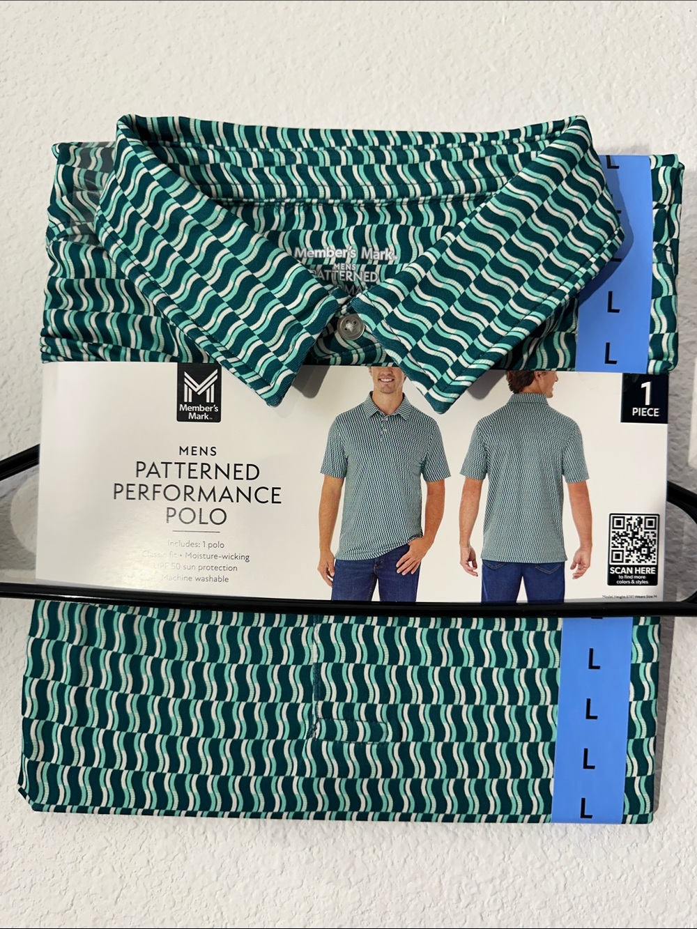 Member's Mark Men's Teal Striped Performance Polo